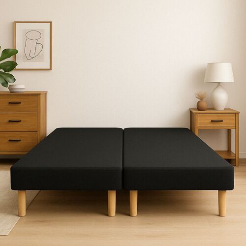 Bysommiflex - Sommier Tapissier Noir 80x200x2 (160x200) Fabrication Française Artisanale Pieds Offerts Hauteur Avec Pieds 27 Cm