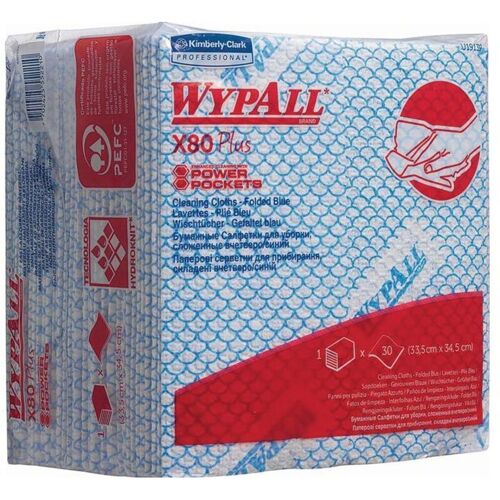 Kimberly-clark - Torchon Wypall X80 19154 L350xl340env. Mm Vert 1 Couche Plié En Quarts 8 Sachet