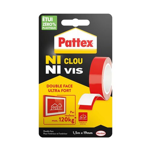 KALANKA-¿ Ni Clou Ni Vis ¿ Ruban adhésif double face ultra fort (rouleau de 1,5 m x 19 mm) ¿ Adhésif de montage pour intérieur & extérieur ¿ Maximum 120 kg par rouleau