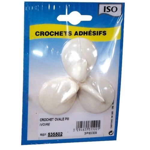 Iso - Crochet Adhésif Ovale Céramique Ivoire Pm Bl3