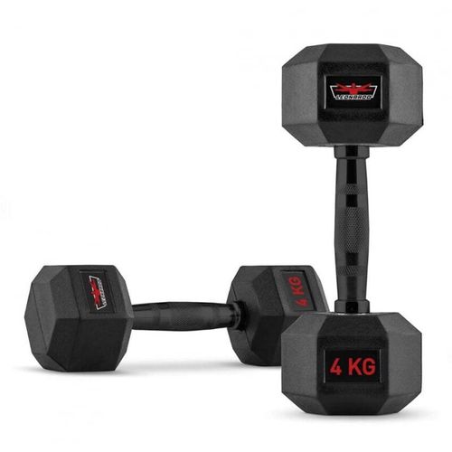 Kit 2 Haltères Hexagonaux Cross Training En Caoutchouc Et Acier 4 Kg Goemon