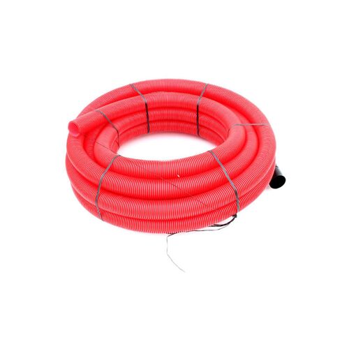 Gaine Tpc Annelée-lisse Rouge Edf 90 En 25m Avec Tire-fil