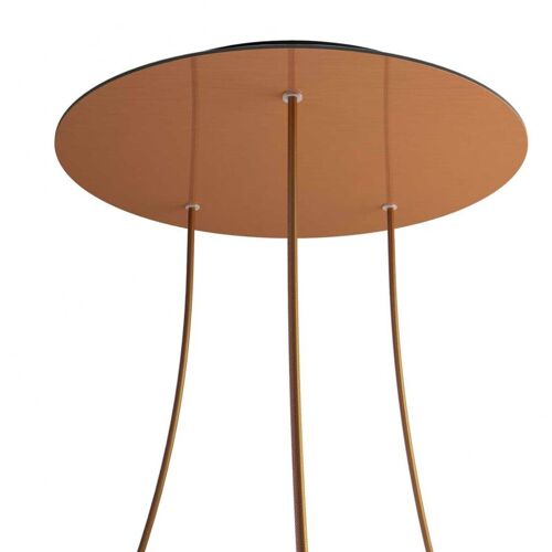 Creative Cables Rose-one Xxl Rosette Ronde, Diamètre 400 Mm Avec 3 Trous Et 4 Trous Latéraux - Dibond Cuivre Satiné, Noir