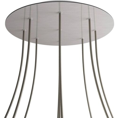 Creative Cables Rose-one Xxl Rosette Ronde, Diamètre 400 Mm Avec 9 Trous Et 4 Trous Latéraux - Acier Satiné Dibond, Blanc