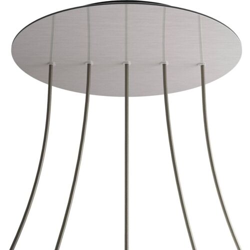 Creative Cables Rose-one Rosette Ronde Xxl, Diamètre 400 Mm Avec 5 Trous En Ligne Et 4 Trous Sur Le Côté - Acier Dibond Satiné, Noir