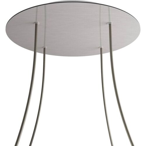 Creative Cables Rose-one Xxl Rosette Ronde, Diamètre 400 Mm Avec 4 Trous Et 4 Trous Latéraux - Acier Satiné Dibond, Blanc