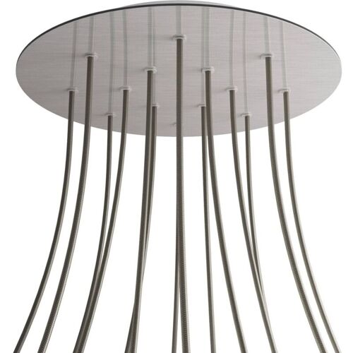 Creative Cables Rose-one Xxl Rosette Ronde, Diamètre 400 Mm Avec 14 Trous Et 4 Trous Latéraux - Acier Satiné Dibond, Blanc