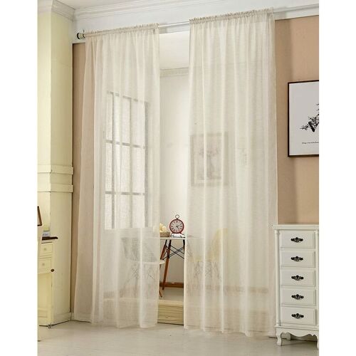 2 Pièces Rideaux Semi-transparents, Suspension Avec Passe-tringle, 140x245cm, Crème, Vh5859cm-2 - Woltu