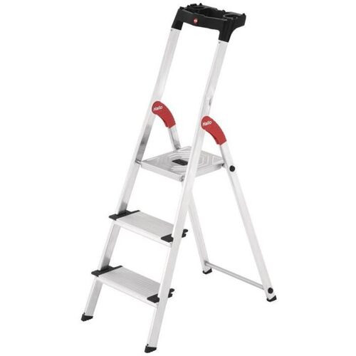 Hailo - Chelle Escabeau L80 Comfortline 3 Marches Aluminium Hauteur Totale 1380 Mm Capacité De Charge 150 Kg
