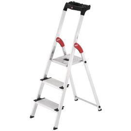 Hailo - Chelle Escabeau L80 Comfortline 3 Marches Aluminium Hauteur Totale 1380 Mm Capacité De Charge 150 Kg