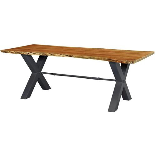 Massivmoebel24 - Table à Manger 180x100 Acacia Laqué Bois Naturel Iron Label 125