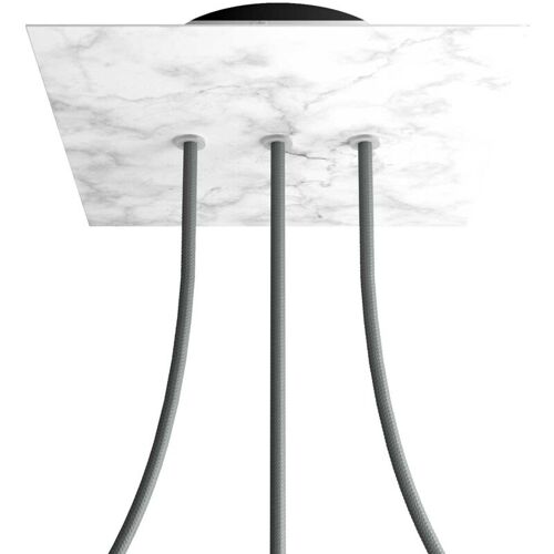 Creative Cables - Rose-one Rosace Carrée, 200 Mm Avec 3 Trous En Ligne Et 4 Trous Latéraux