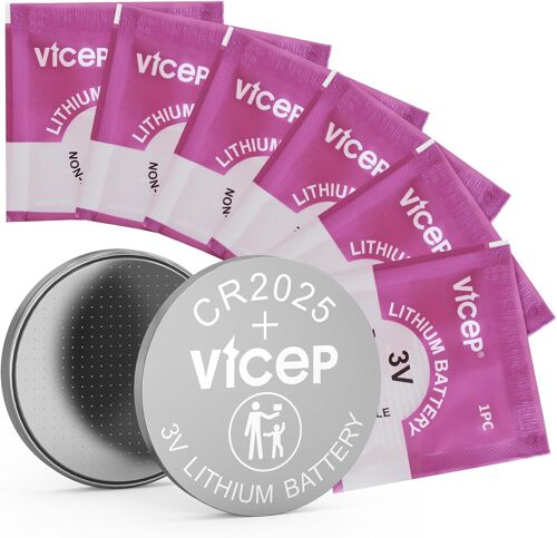 6-Pack Piles CR2025 Pile Bouton CR 2025 Lithium 3V pour Les Porte-cl¿¿s de Voiture, Les Montres, Les t¿¿l¿¿commandes, Les d¿¿tecteurs d'alarme et Autres, emball¿¿es Individuellement