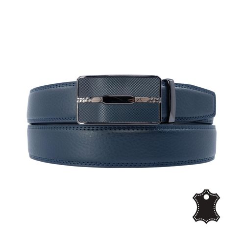 Ceinture Chic En Cuir Bleu Marine Pour Hommes - Ajustable Et Moderne