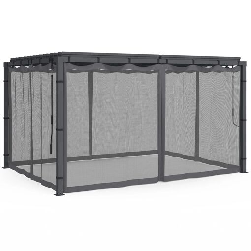 Moustiquaire Sur Mesure Pour Pergola Relaxdays - 12m, Noir - Lot De 2 Panneaux Anti-insectes