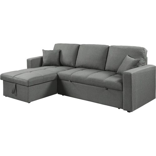 Canapé d'angle convertible/réversible style bubble "Alain" - 3 places - Gris