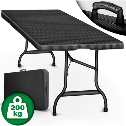 Tillvex Table De Jardin Pliante Effet Rotin 180x75 Cm Table De Buffet Avec Poignée Table Pliable Pour Le Jardin, La Terrasse Et Le Balcon Table De Camping Pour 6 Personnes
