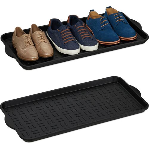 Relaxdays - Lot De 2 Rangements À Chaussures, Bacs Avec Rebord Élevés, Pour 6 - 8 Paires, Plastique, 75 X 36,5 Cm, Noir