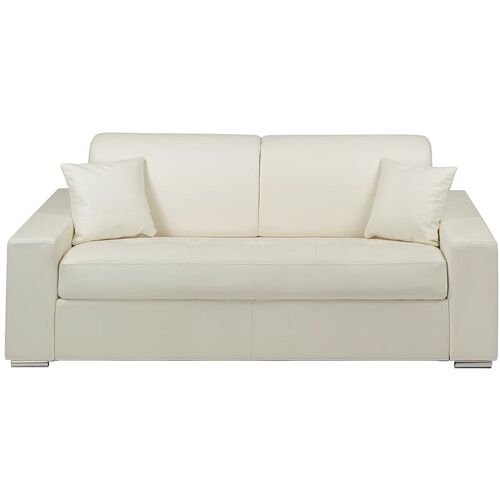 Canapé 3 places convertible express en simili EMIR - Blanc - Couchage à lattes larges 140 cm - Matelas 18 cm