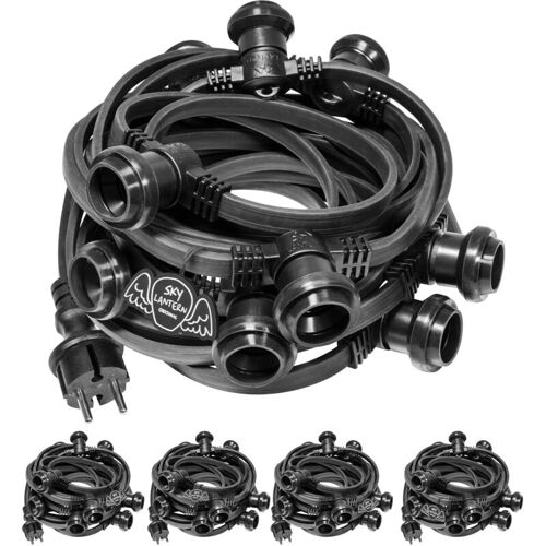 Guirlande Guinguette Ip65 50m Noire Raccordable - Guirlande Lumineuse Pour Ampoule E27 50 Douilles - Guirlande Guinguette Extérieure Pour Terrasse Jardin Bar