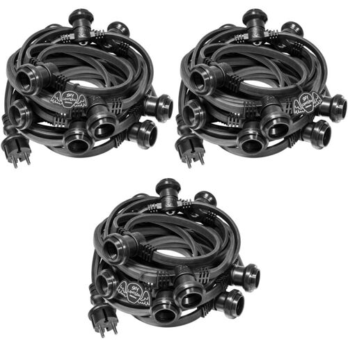 Guirlande Guinguette Ip65 30m Noire Raccordable - Guirlande Lumineuse Pour Ampoule E27 30 Douilles - Guirlande Guinguette Extérieure Pour Terrasse Jardin Bar