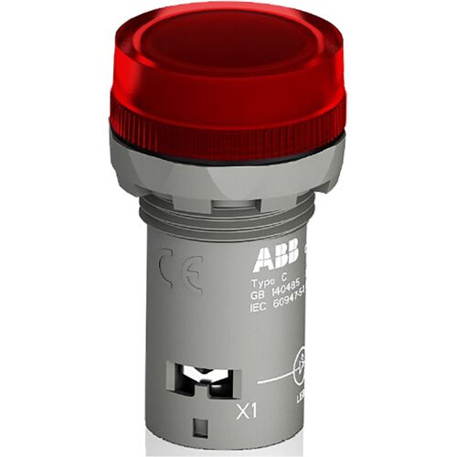 Voyant Lumineux Led Abb Rouge 24 V (c.a./c.c.), Découpe 22mm, Montage Panneau, Ip66, Ip67, Ip69k ( Prix Pour 1 )