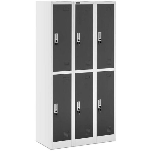 Armoire Vestiaire 6 Casiers 6 Compartiments 180 Cm Gris