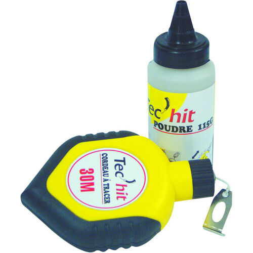 Tech-it - Tec Hit 515240 - Cordeau Traceur Avec Poudre Bimatière - 30 Mètres