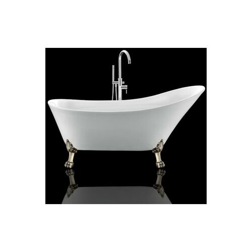 Baignoire Ancienne Sur Pieds Balmain Blanche 161 Cm Pieds De Lion Bronze Jaune Vieilli