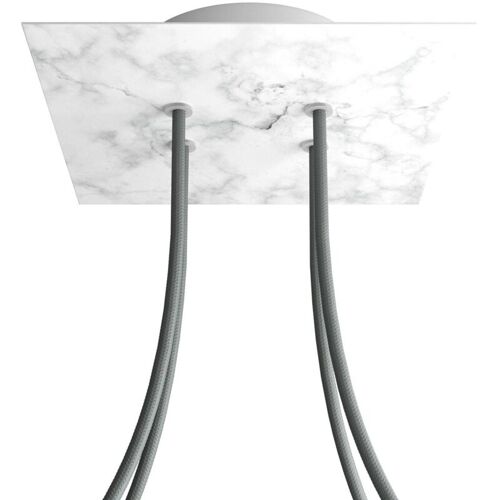 Creative Cables - Rose-one Rosace Carrée, 200 Mm Avec 4 Trous Et 4 Trous Latéraux