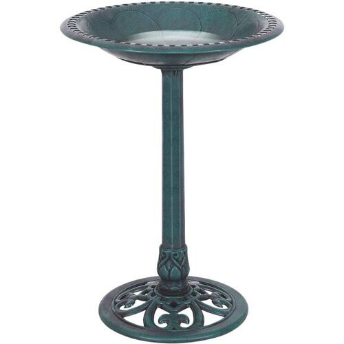 Goplus Mangeoire A Oiseaux Sur Pied Pour Attire Plus D'oiseaux Bain D'oiseaux Avec Une Plateau De Diametre 50cm, Hauteur 76cm, Design Antique (Vert Fonce)