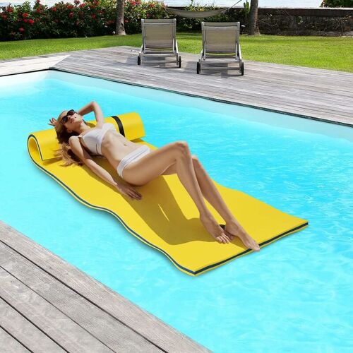 Goplus 210x66cm Tapis Flottant De Piscine En Mousse Xpe Résistant,Hamac Flottant Pour Lacs,Piscines Et Plage,1 Personne (Jaune)