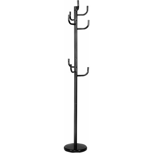 Portemanteau Sur Pieds En Fer Avec 8 Crochets Arrondis, Portant A Vetements En Forme De Cactus Pour Manteaux, Chapeaux, Sacs, Convient A Entree, Salon, Hauteur 175 Cm, Noir - Goplus