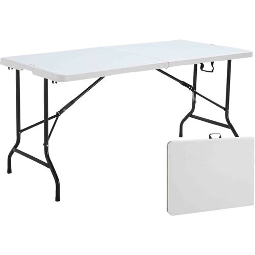 Rekkem - Table Pliante Blanche 152 X 70 X 74 Cm, Blanc