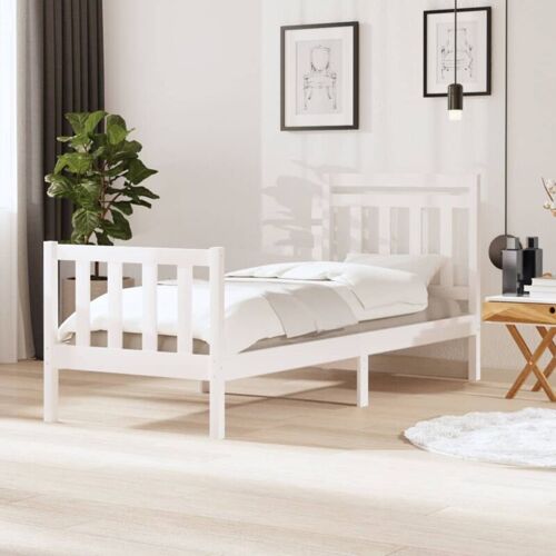 Minkurow - Fimei Cadre De Lit Blanc Bois Massif 90x190 Cm Simple