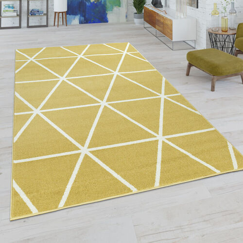 Paco Home Tapis Salon Pastel Moderne Scandinave Losanges 140x200 Cm, Jaune