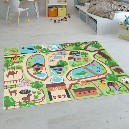 Paco Home Tapis Enfant, Tapis Poils Ras Chambre Enfant Différents Designs Tapis Jeu Coloré 200x290 Cm, Beige