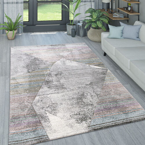 Paco Home Tapis Salon Pastel Losanges Triangles Zigzags 200x290 Cm, Multicolore