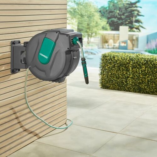 Vonroc - Enrouleur De Tuyau Automatique â€¿ Rotation 180°, Fixation Murale - Tuyau D'Arrosage De 35m, Tuyau De Raccordement, Embout, Raccords Et Raccord Pour Robinet Inclus - Rotation 180°, Fixation Murale