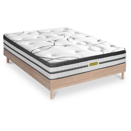 Maison Aubertin - Ensemble Sommier Bois Et Matelas Concorde Ressorts Ensachés Accueil Mémoire 26cm 160x200cm