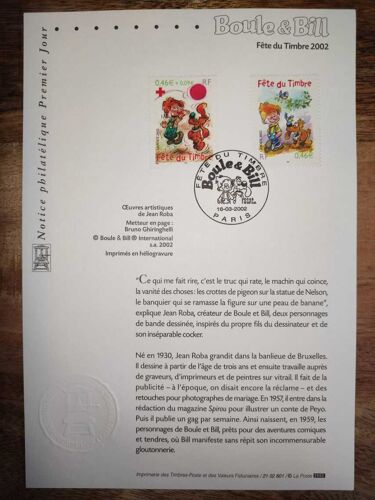 Notice Philatélique 2002 Boule Et Bill