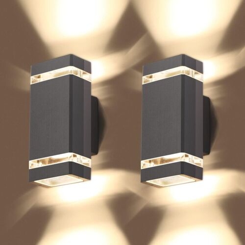 Aiducho - Applique Murale Ledled Applique Murale Exterieur Lot De 2, Ip65 Etanche Luminaire Lampe Extérieur 3000k, Moderne Éclairage Mural Pour Jardin Garage Terrasse Pathway, Lumiere Exterieure Aluminium, Blan