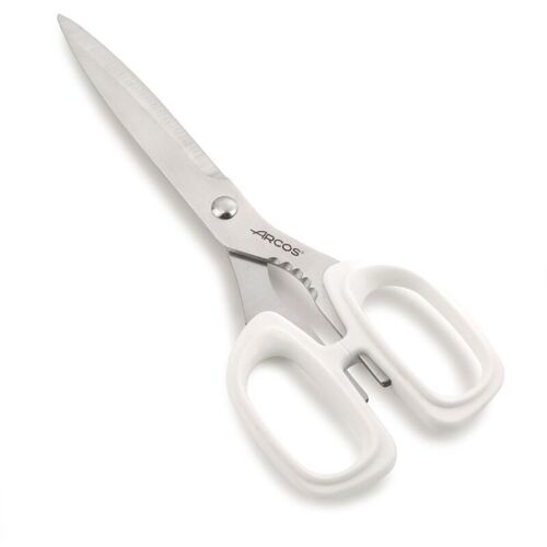 Ciseaux De Cuisine Arcos 185924 En Acier Inoxydable Et Mango En Polypropylène Blanc De 240 Mm Sous Blister.