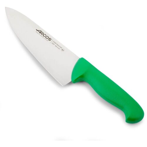 Couteau De Chef Arcos Couleur - Prof 290721 En Acier Inoxydable Nitrum Et Mango Polypropylène Vert Ergonomique Et Lame De 20 Cm, Vitrine.