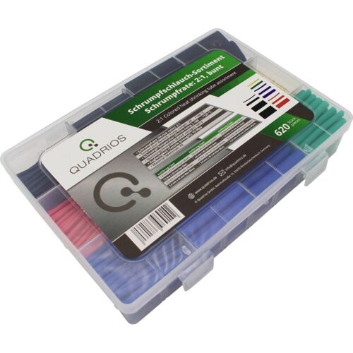 Quadrios - 2103ca001 Assortiment De Gaines Thermorétractables Noir, Rouge, Jaune, Bleu, Vert Taux De Retreint:2:1 620 Pc(