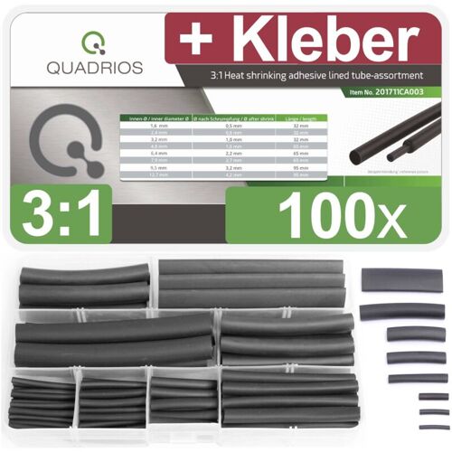 201711ca003 Assortiment De Gaines Thermorétractables Noir Taux De Retreint:3:1 1 Set - Quadrios