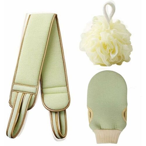L'ensemble De Serviettes De Bain En Trois Pièces Combiné Avec Des Boules De Bain Exfoliantes Pour Le Dos Pour Une Exfoliation 