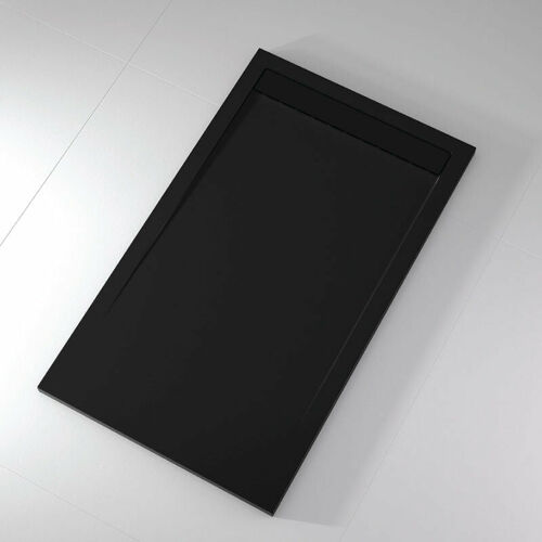 Stano. - Receveur De Douche 90x140 Cm Extra Plat Clever En Résine Surface Ardoisée Noir