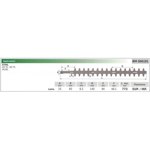 Stihl Lame Supérieure / Inférieure Stihl Taille-haie Hs 74 75 80 006191