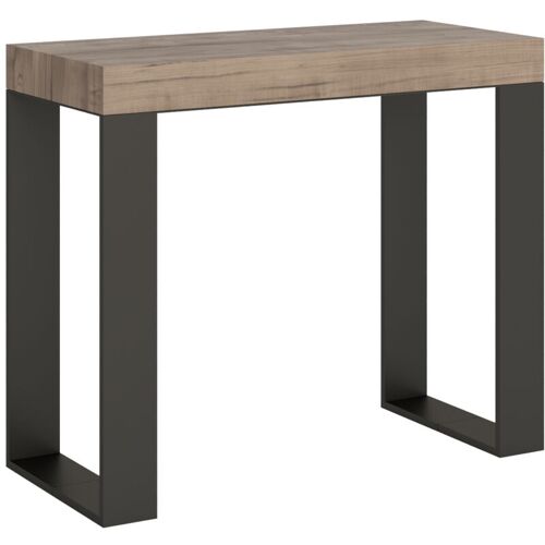 Console Extensible 90x40/196 Cm Tecno Small Premium Chêne Nature Structure Anthracite